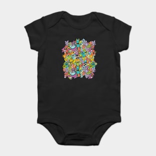 Aliens from every corner of the universe in an out of this world pattern design Baby Bodysuit